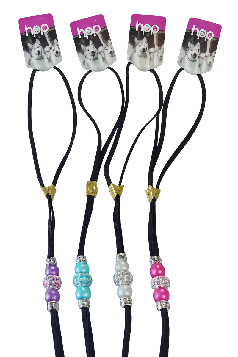 Utstillingskobbel i nylon med perler - 6mm/120cm
