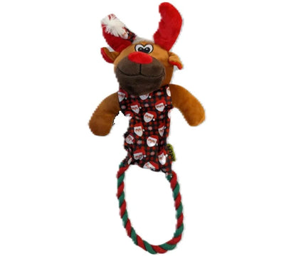 Juleleke m/tau, plysj, knitring og pip 37cm, 6pk